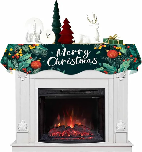 Miniatura 14 de NYZE Bufanda para Repisa de Chimenea Navideña 60 x 17 Pulgadas Cubierta Decorativa para Repisa de Chimenea de Navidad Camino de Mesa para Repisa
