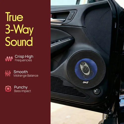 Miniatura 5 de Pyle 6.5" Three-Way Sound Speaker System - 180 W RMS/360W Power Handling w/ 4 Ohm Impedance and 3/4'' Piezo Tweeter for Car Component Stereo, Round
