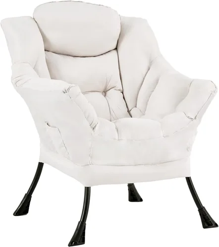 Miniatura 30 de Furlide Silla Perezosa Moderna con Reposapiés Plegable, Sillón de Descanso y Cómoda Silla de Lectura (Negro)