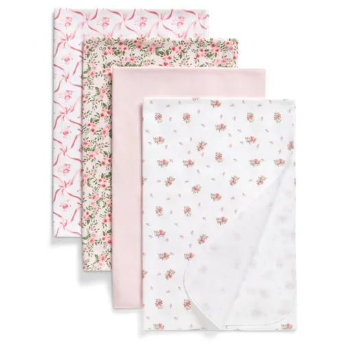 Miniatura 29 de Delta Children Mantas de Recepción para Bebé de Franela 100% Algodón para Niñas y Niños – 30x30 Pulgadas (Paquete de 2), Floral Rosa