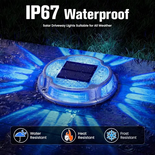 Miniatura 4 de VOLISUN Luces solares para cubierta de entrada, luces marinas para muelle, paquete de 4 luces solares de tierra de 2 colores en 1 LED, impermeable