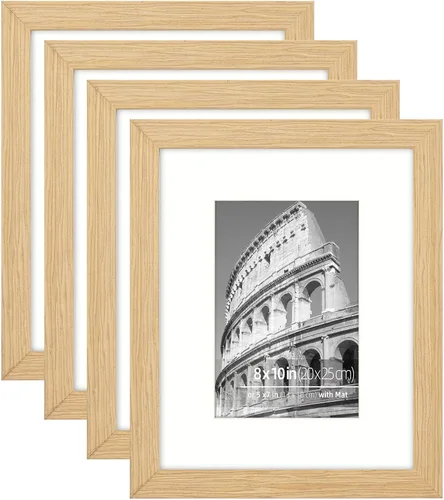 Miniatura 26 de Juego de collage de marcos de fotos de 5 x 7 pulgadas, perfil de grano de madera texturizada de roble natural, vidrio plexiglí sin roturas