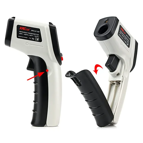 Miniatura 5 de Termómetro infrarrojo láser digital sin contacto, -58℉~ 752℉ (-58.0 °F ~ 752.0 °F) Pistola de temperatura IR de mano con emisividad ajustable