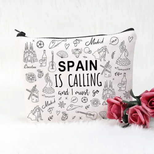 Miniatura 3 de POFULL España Regalo de viaje familiar España está llamando y debo ir bolsa de cosméticos Regalo de luna de miel española, España llama bolsa