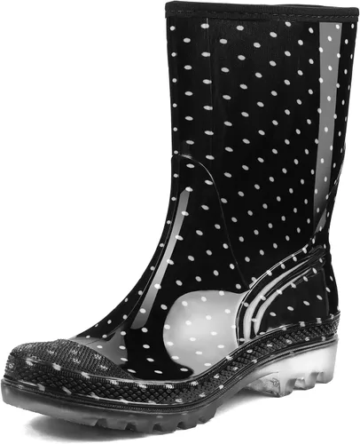 Miniatura 28 de DKSUKO Waterproof Womens Rain Boots insulated,Lightweight Rubber fashion Boots in Gardening,Warm and Comfortable Wide Calf Rain Boots with Glossy in