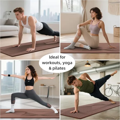 Miniatura 5 de ILILI Tapete de yoga, 72 x 25 x 0.3 pulgadas, antideslizante, tapete de ejercicio de elastómero termoplástico, resistente al desgarro, tapete