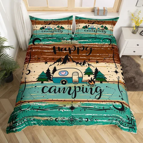 Miniatura 42 de Juego de funda de edredón con reglas de campamento, tamaño Queen para niños, funda de edredón rústica para campamento (sin edredón), funda de Multi