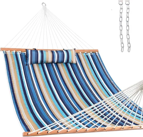 Miniatura 12 de Lazy Daze Hammocks - Hamaca doble de tela acolchada de 12 pies con barras de suspensión y almohada desmontable, capacidad de carga de 450 libras