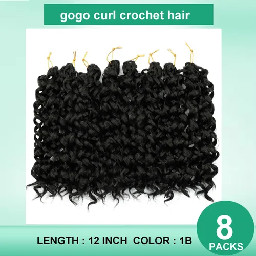Miniatura 4 de 8 Packs Curly Crochet Hair GOGO Curl Crochet Hair for Black Women Deep Wave Braiding hair Water Wave Crochet hair Extensions Synthetic Bohemian