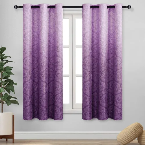 Miniatura 111 de DWCN - Cortinas blackout para dormitorio, diseño de damasco con aislamiento térmico y ojales, para sala de estar, juego de 2 paneles de cortina Gris