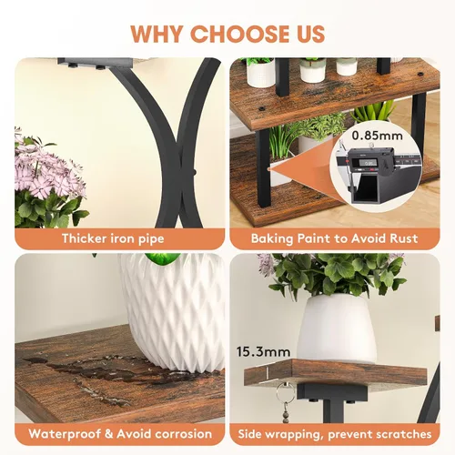 Miniatura 7 de Tovve Soporte para plantas de interior con luz de crecimiento, estante pequeño de 8 niveles de 48 pulgadas, soporte de esquina para plantas