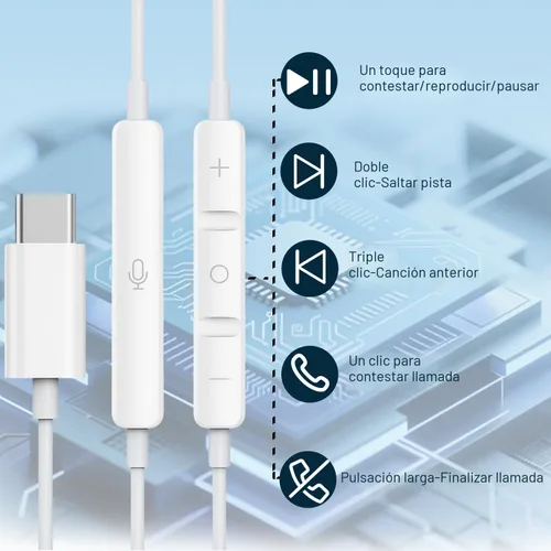 Miniatura 2 de Auriculares USB C para iPhone 17/16/15, auriculares tipo C con micrófono y control remoto, cancelación de ruido para iPhone 17 16 15 Pro Max Plus