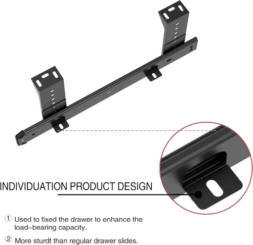 Miniatura 2 de FRMSAET Bandeja Deslizante para Cajón de Teclado Hardware 12/14/16/18 pulgadas Rieles de Metal Resistente Rieles para Teclado Accesorios de Negro