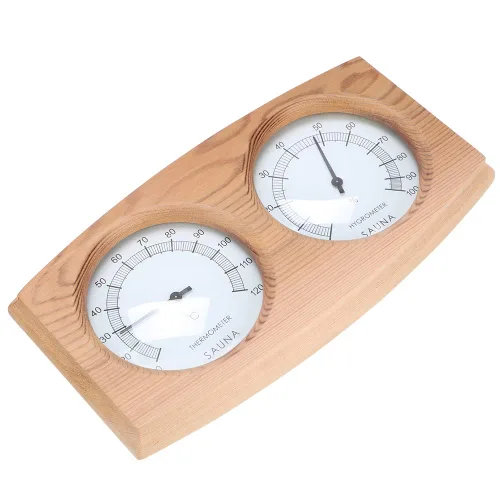 Termómetro de sauna, termómetro higrómetro de madera 2 en 1, termómetro de doble esfera higrómetro higrómetro para accesorios de sala de sauna