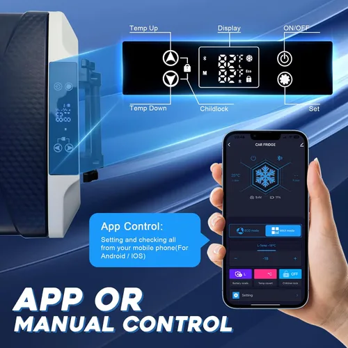 Miniatura 3 de Refrigerador de coche de 12 voltios, congelador portátil de 37 cuartos (35 litros), refrigerador de coche de zona grande, control de aplicación