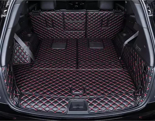 Miniatura 11 de Tapete de suelo personalizado para maletero de mascotas y perros, para Cadillac XT6, 8 piezas en total (6 asientos, negro)