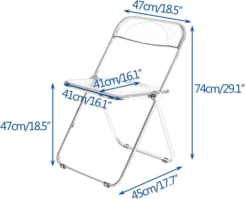 Miniatura 2 de 2 Pcs Stackable Folding Chair, Modern Transparent Acrylic Foldable Chair, Electroplating Frame, Party Chairs for Office Wedding Training(Black)