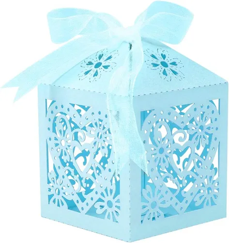 Lucky Monet Caja de regalo para dulces de boda, 25/50/100 unidades, diseño de corazón cortado a láser, caja de chocolate para recuerdos de boda,