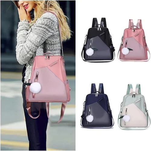 Mochila tipo mochila para mujer, colgante de moda, estilo retro, color sólido, impermeable, mochila de gran capacidad