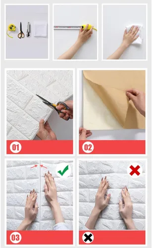 Miniatura 4 de 3D paneles de pared de espuma autoadhesivos, pelar y pegar ladrillo piedra papel pintado calcomanía de pared para sala de estar niños dormitorio