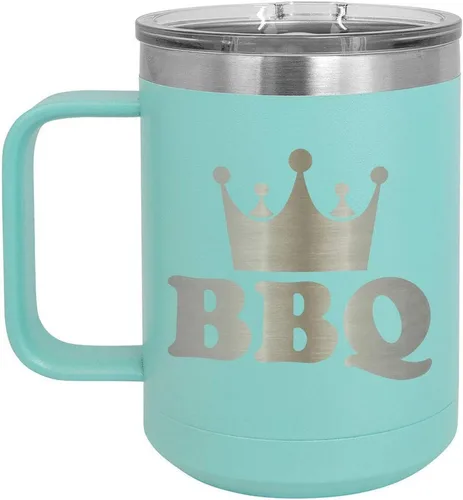 Miniatura 15 de Taza de café para barbacoa King de 15 onzas con tapa superior deslizante, taza de café de viaje aislado idea de regalo para los hombres que tienen