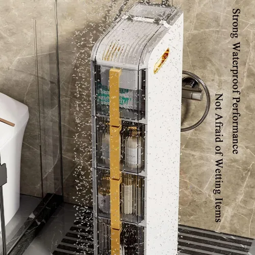 Miniatura 4 de JATIBOSH Estante lateral para almacenamiento de papel, pequeño gabinete de almacenamiento de baño independiente, soporte de papel higiénico