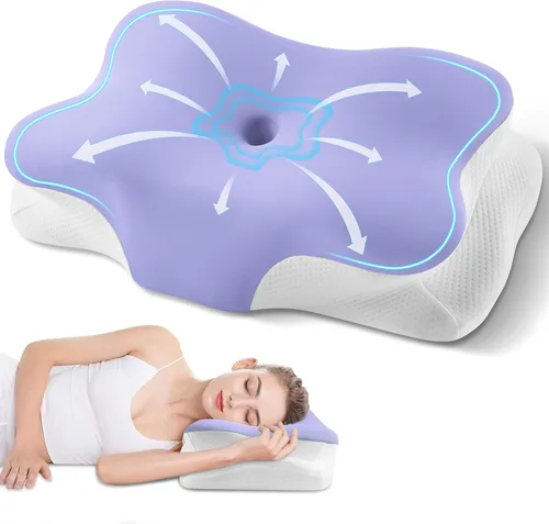 Miniatura 16 de Almohada cervical para el cuello, almohada ergonómica para dormir de lado para el soporte del cuello, almohadas de espuma viscoelástica refrescante