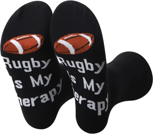 Miniatura 7 de PXTIDY 2 pares de calcetines para amantes del rugby - Calcetines novedosos para fanáticos del rugby