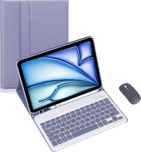Miniatura 12 de Funda de teclado para tableta Samsung Galaxy Tab A8 X200/X205 de 10.5 pulgadas, cubierta protectora de teclado con soporte multiángulo, borde de Azul