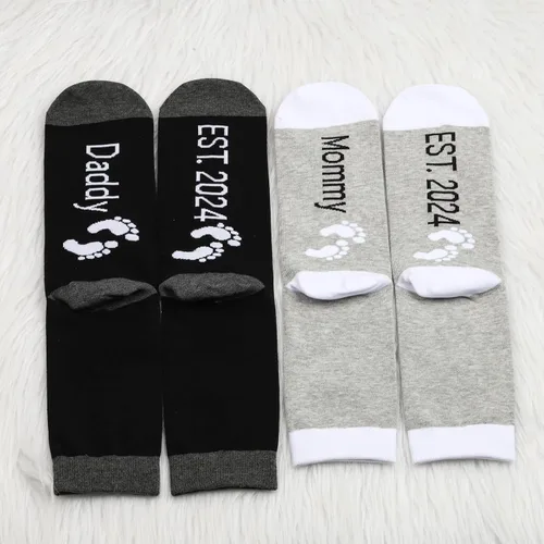 Miniatura 2 de MBMSO Regalos para nuevos padres, calcetines para mamá y papá, regalos de revelación de embarazo para padres por primera vez