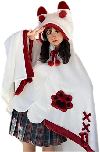 Miniatura 8 de Bonita manta de Halloween con capucha, tamaño libre para adultos, diseño de murciélago diablo, manta de sherpa suave de gran tamaño, con capucha