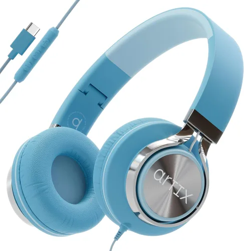 Miniatura 11 de Artix CL750 audífonos plegables con aislamiento de sonido, supraaurales, con cable, con micrófono y control de volumen, audífonos estéreo