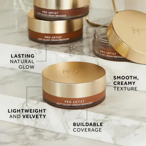 Miniatura 5 de No7 Pro Artist Maquillaje Bronceador en Crema de Brillo Suave - Crema Bronceadora Mezclable con Fórmula Ligera - Maquillaje Facial Personalizable
