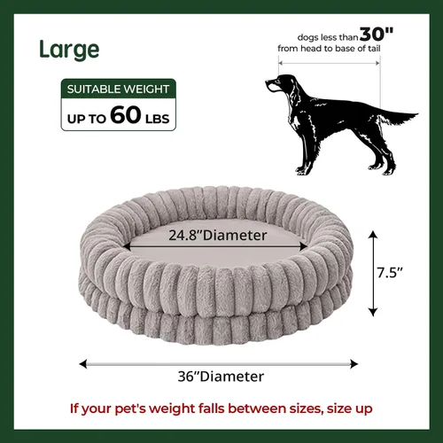 Miniatura 5 de BALANCE Cama de relajación de rosquilla para perros de lujo, camas redondas para perros grandes de 36 pulgadas, lavables, camas ortopédicas