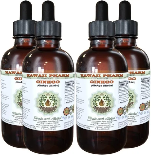Miniatura 8 de Hawaii Pharm Extracto líquido sin alcohol de ginkgo, ginkgo (Ginkgo Biloba), suplemento herbario natural de glicerita de hoja seca, 4 onzas