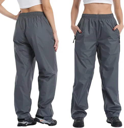 Miniatura 5 de Ourcan Pantalones de lluvia para mujer impermeables ligeros transpirables senderismo ciclismo al aire libre con bolsillo