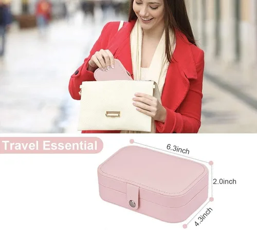 Miniatura 5 de Chelory Joyero pequeño para aretes anillos collares pulseras piel sintética portátil organizador de joyas de viaje para mujeres y niñas mini soporte