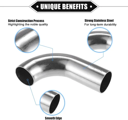 Miniatura 3 de Tubo de tubo de codo curvado, 1 pulgada de diámetro exterior, 3.43 pulgadas, 1.97 pulgadas, pierna de 90 grados, tubo de escape intercooler de aire
