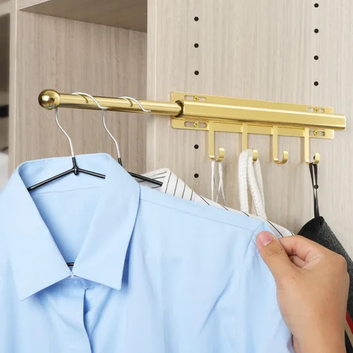 Miniatura 13 de BaiNong Barra de valet de 12 pulgadas para armarios Barra de valet extraíble para armario Deslizante en negro Barra de colgar extraíble para ropa