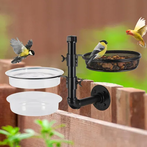 Miniatura 9 de Paquete de 2 comederos para pájaros de cubierta, para baño, spa para pájaros de doble uso, soporte para flores, maceta, ideal para atraer pájaros