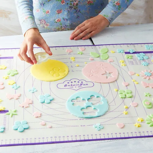 Miniatura 3 de Alfombrilla de silicona para repostería grande, alfombrilla antiadherente para amasar con marcas de medida en pulgadas y centímetros, cuadros