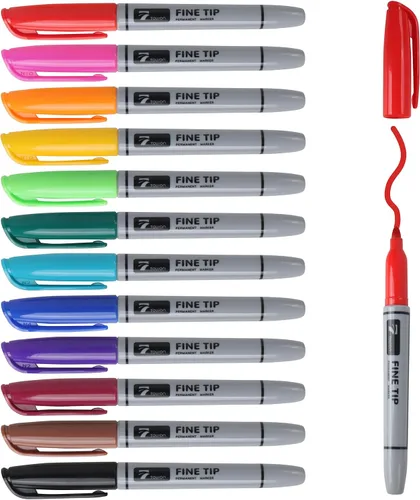 TOWON 12 marcadores permanentes – Juego de rotuladores de dibujo de varios colores, impermeables, de secado rápido, punta fina, marcadores de