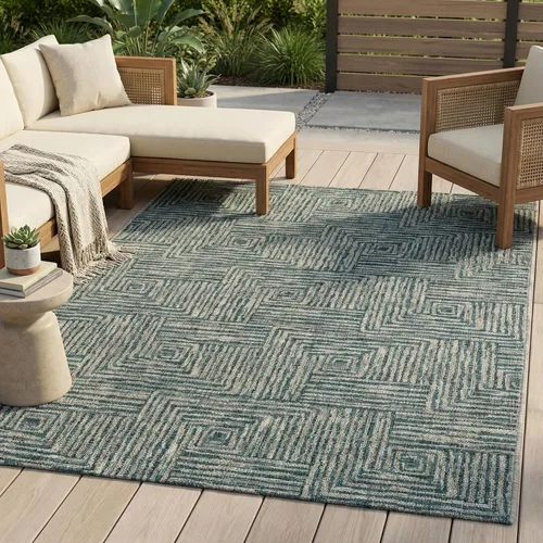 Miniatura 26 de FH Home Alfombra plana tejida para exteriores, impermeable, fácil de limpiar, resistente a las manchas, hilo de polipropileno de alta calidad