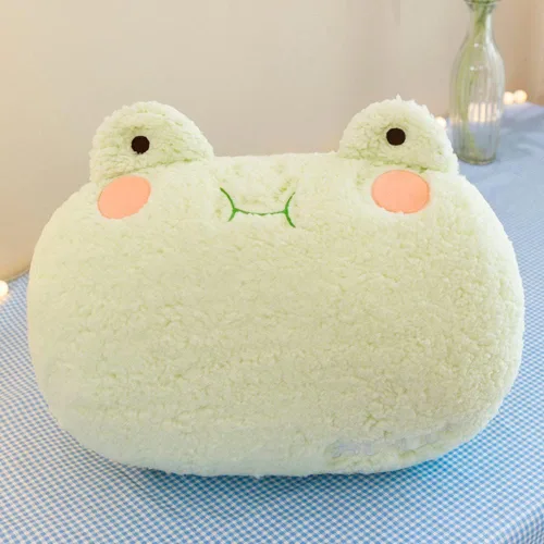 NatureMan Almohada de rana de felpa, calentador de manos de rana rellena súper suave para adultos y niños (verde)