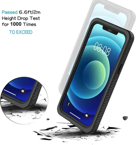 Miniatura 5 de Lanhiem Funda para iPhone 12 Pro, funda impermeable IP68 a prueba de polvo con protector de pantalla integrado (no para iPhone 12), funda protectora