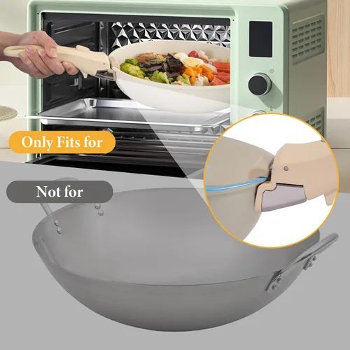 Miniatura 6 de Mango extraíble para olla, mango universal, repuesto para ollas y sartenes, se adapta a todos los utensilios de cocina, incluye soporte para Beige