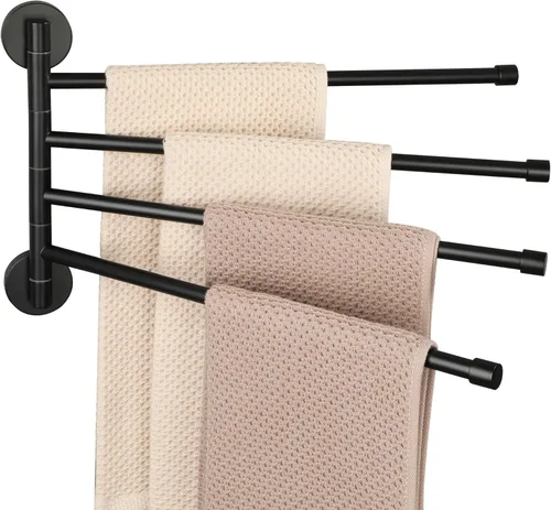Miniatura 12 de Alise Toallero giratorio, plegable de 6 brazos, toallero de mano para baño, estantes de secado de montaje en pared para lavandería, soporte de Negro