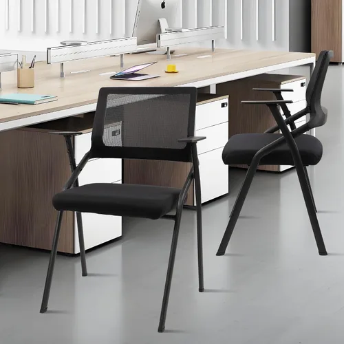 Miniatura 2 de CLATINA Sillas de oficina apilables y plegables con soporte lumbar ergonómico y cojín de asiento grueso, silla de recepción de tela de malla