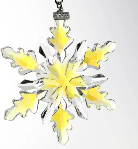 Miniatura 4 de Adorno de Navidad 2024, adornos de copo de nieve de cristal, edición anual, adorno para árbol de Navidad, regalos para el hogar (2024-Colorido)