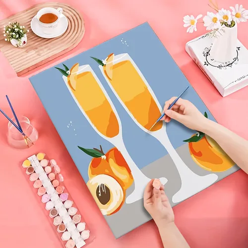 Miniatura 3 de JATOK Paquete de 6 kits de pintura por números para adultos, kits de pintura para principiantes en lienzo de colores con símbolos claros, pintura